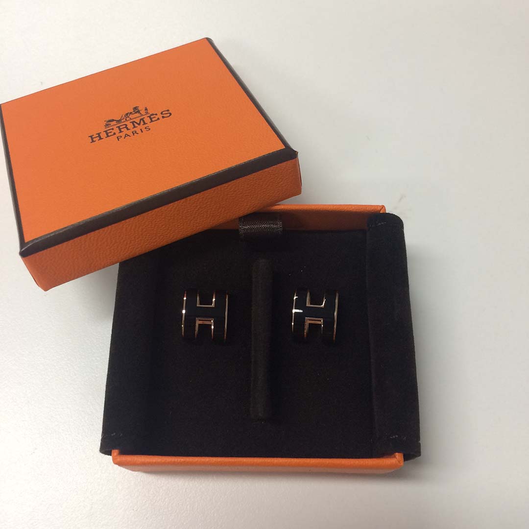 Hermes Women Pop H Earrings Jewelry Black - image 7