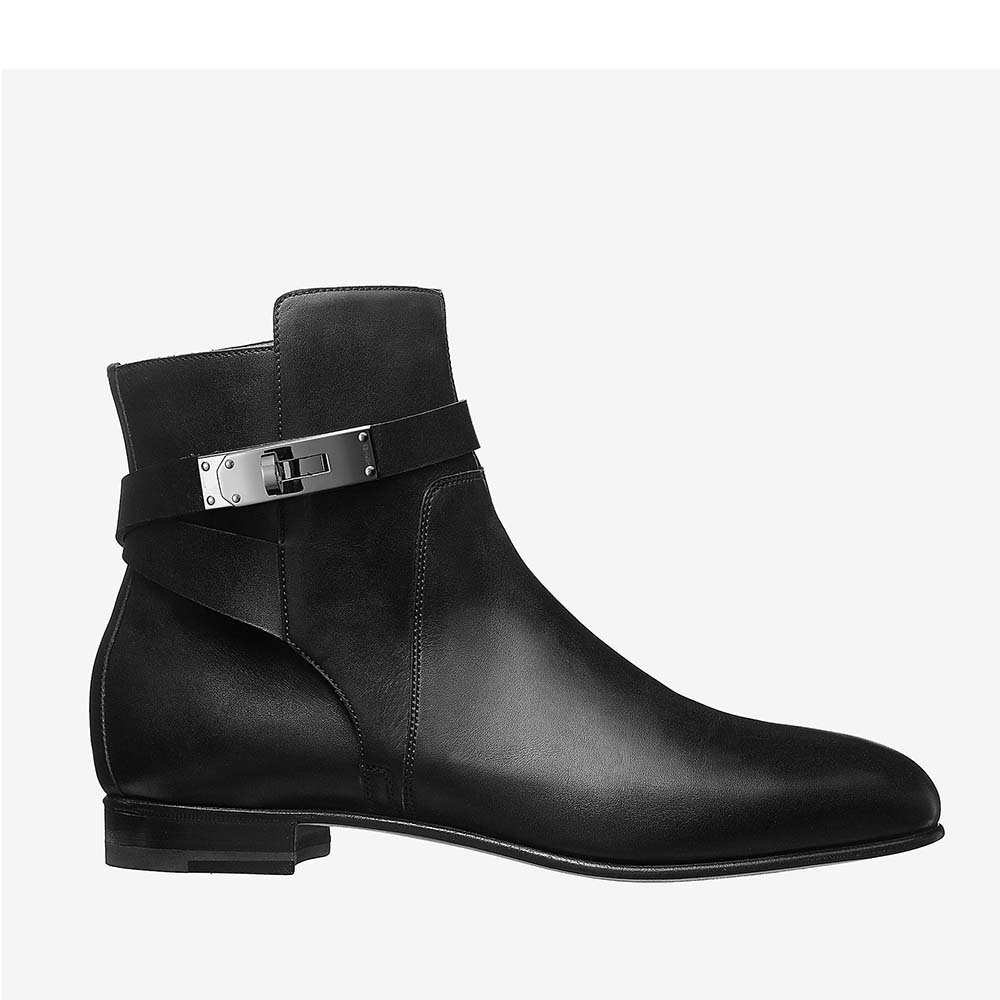 Front angled view of Hermes Women Shoes Neo Ankle Boot-Black