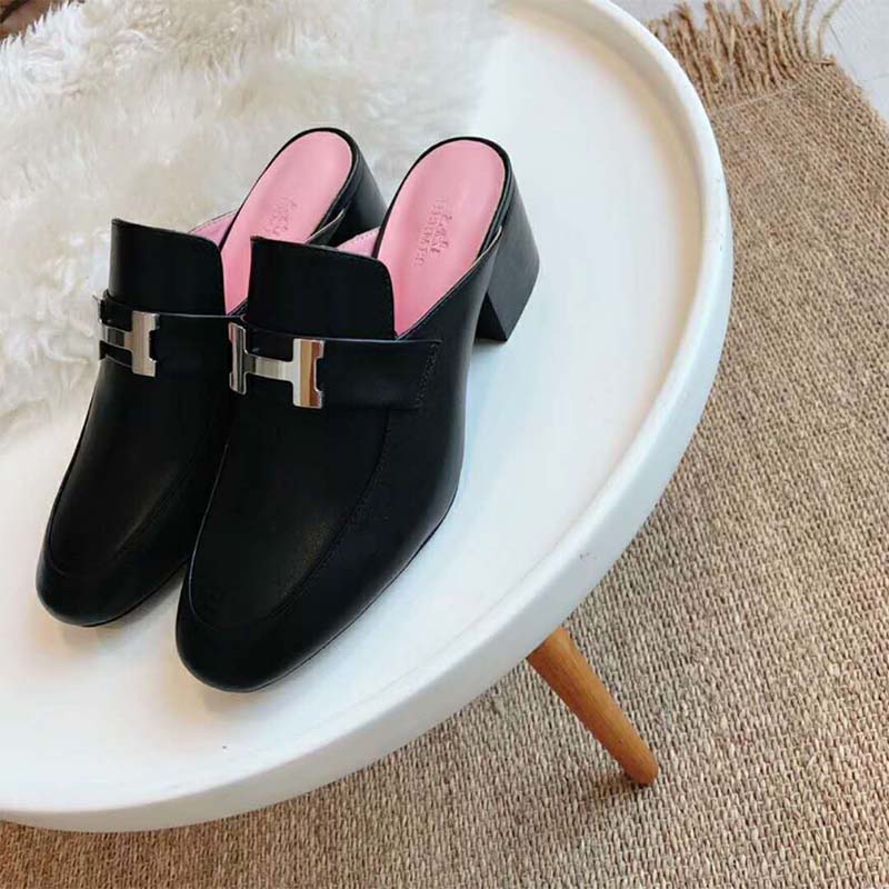 Hermes Women Shoes Paradis Mule 40mm Heel-Black - image 5