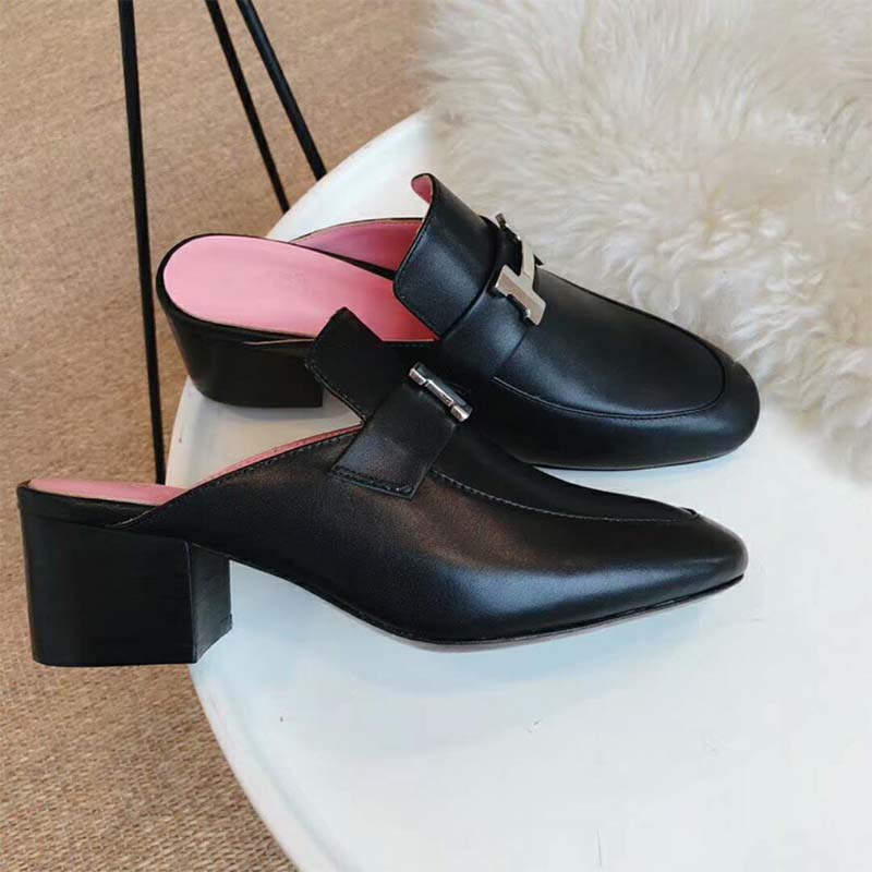 Hermes Women Shoes Paradis Mule 40mm Heel-Black - image 6