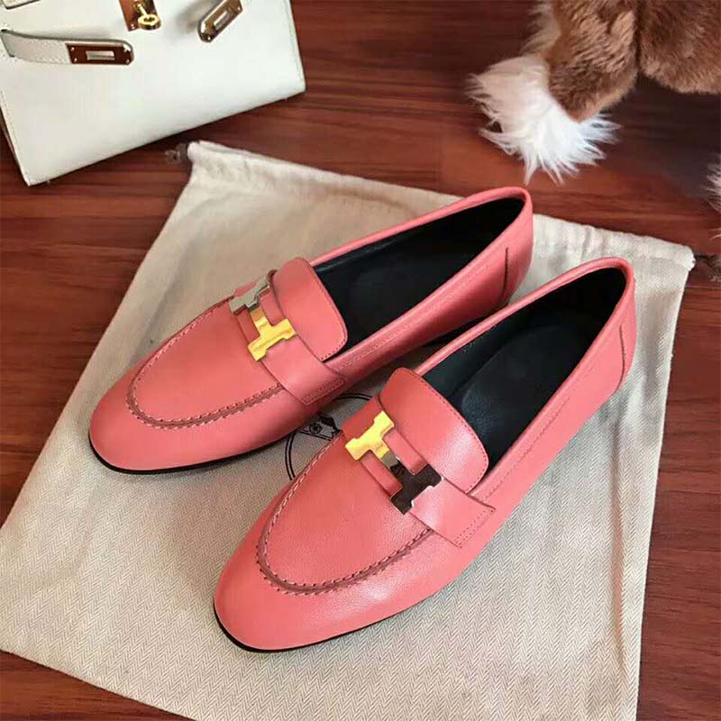 Hermes Women Shoes Paris Loafer-Pink - image 6