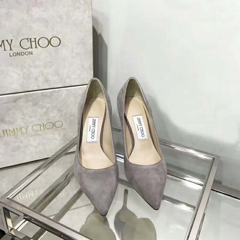 Top view of Jimmy Choo Romy 85 Opal Suede Pointy Toe Pumps-Silver highlighting pointed toe