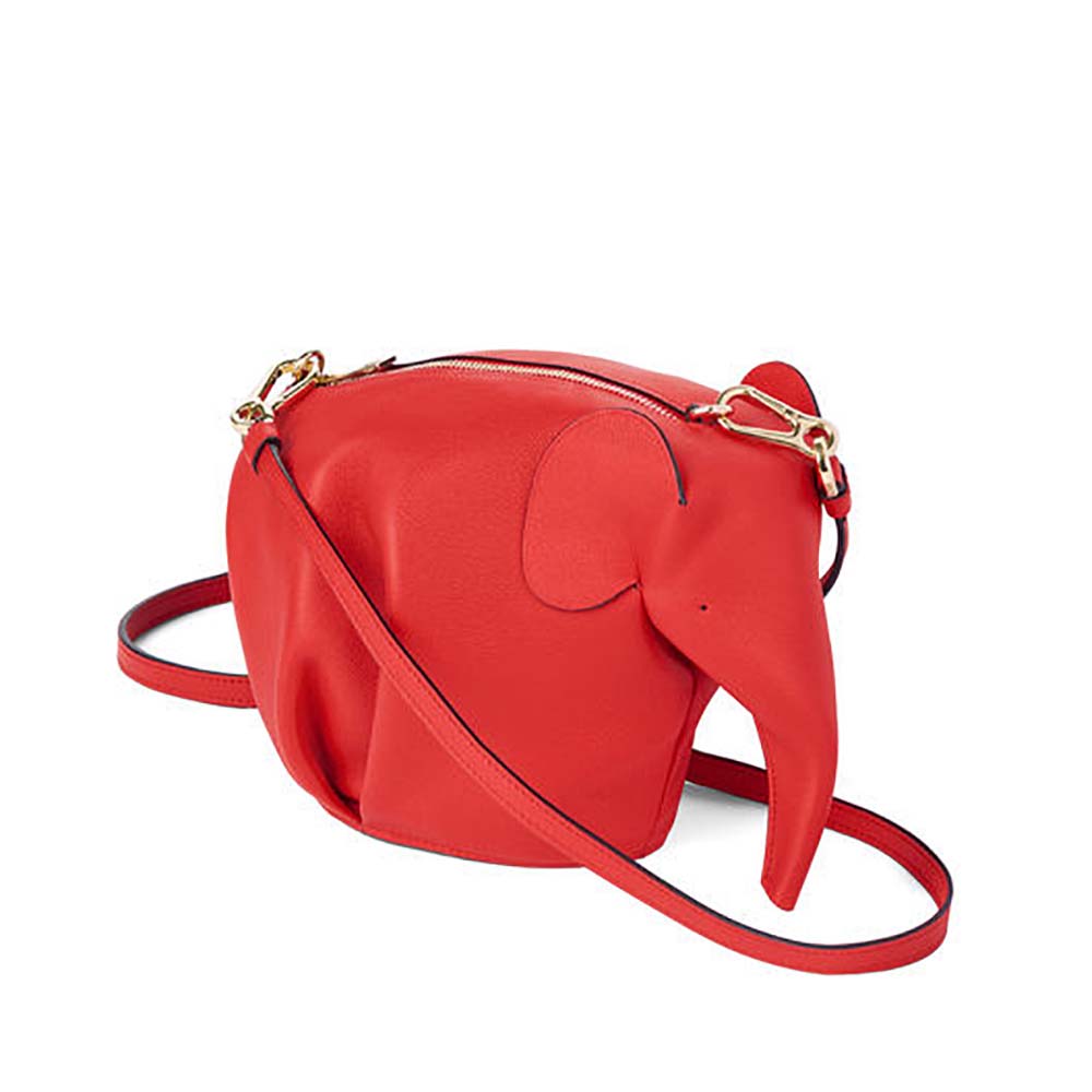 Front view of Loewe Women Elephant Mini Bag in Calfskin-Red