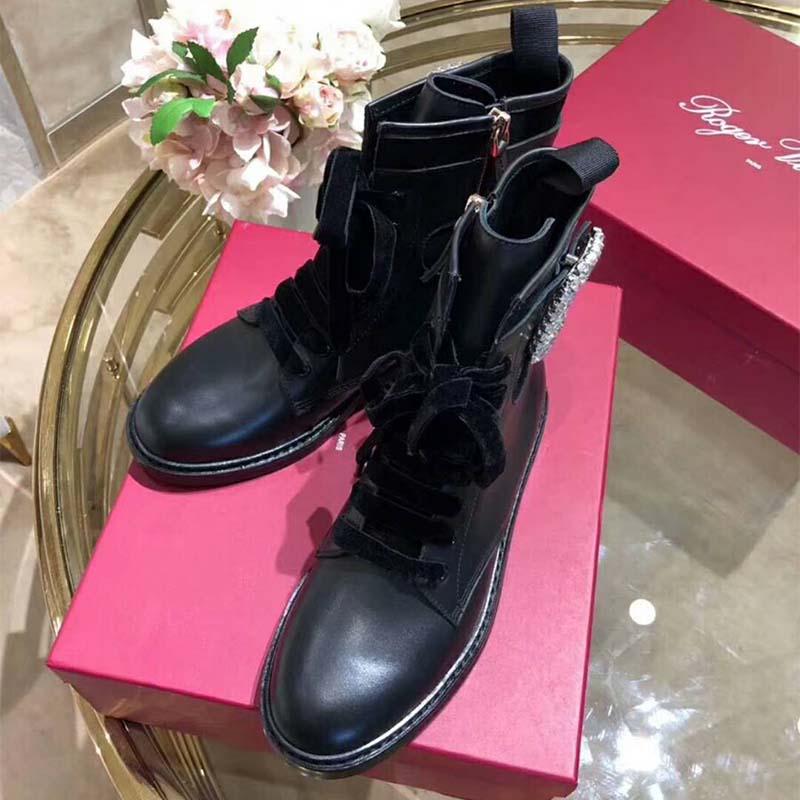 Roger Vivier Women Shoes Viv’ Rangers Strass Buckle Ankle Boots-Black - image 6