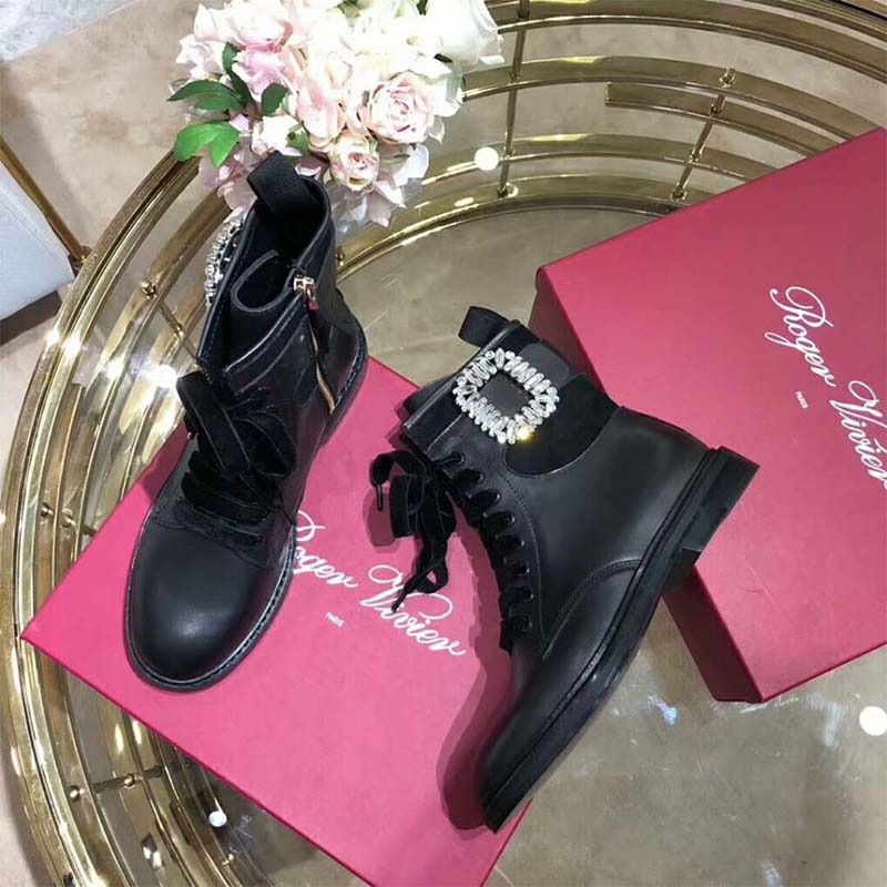Roger Vivier Women Shoes Viv’ Rangers Strass Buckle Ankle Boots-Black - image 5