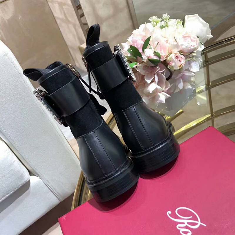 Roger Vivier Women Shoes Viv’ Rangers Strass Buckle Ankle Boots-Black - image 7