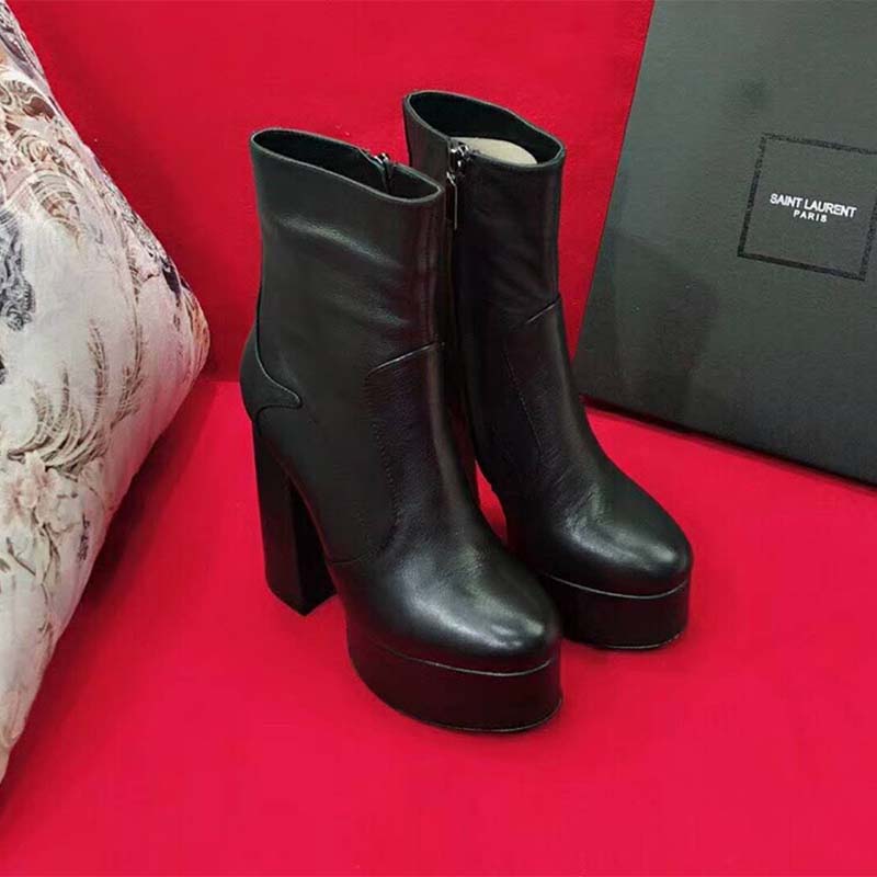 Saint Laurent YSL Women Shoes Billy Platform Bootie in Leather 13cm Heel-Black - image 6