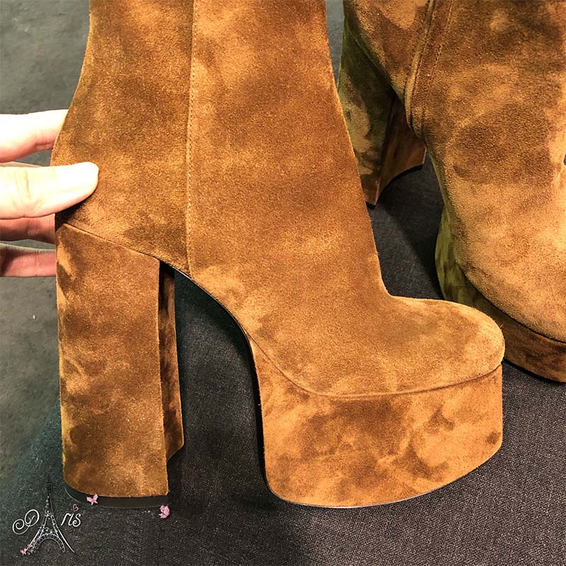 Saint Laurent YSL Women Shoes Billy Platform Bootie in Suede 14cm Heel-Brown - image 6
