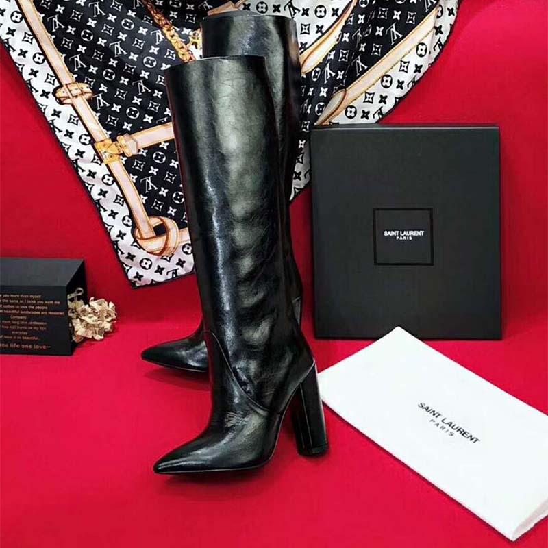 Saint Laurent YSL Women Shoes Lou Boot in Lambskin 90mm Heel-Black - image 8