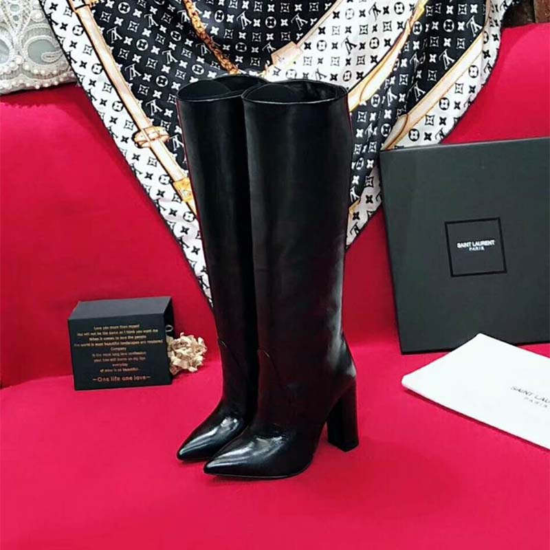 Saint Laurent YSL Women Shoes Lou Boot in Lambskin 90mm Heel-Black - image 7