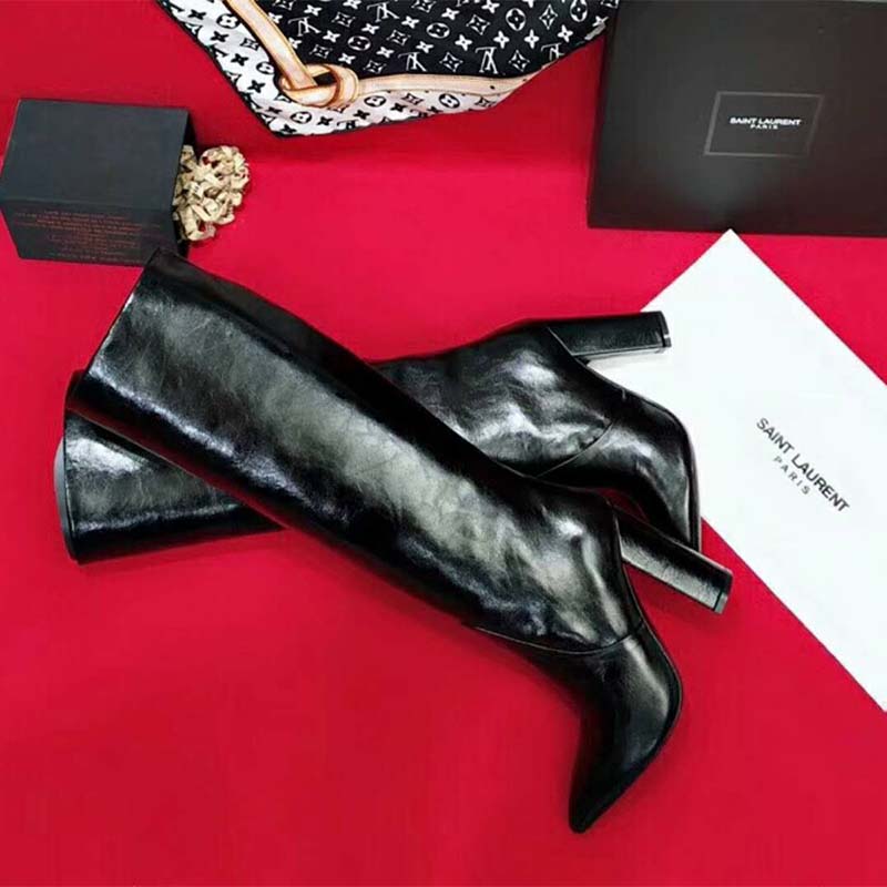 Saint Laurent YSL Women Shoes Lou Boot in Lambskin 90mm Heel-Black - image 4