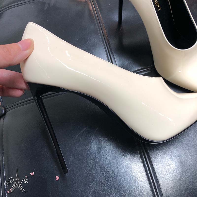 Saint Laurent YSL Women Shoes Teddy Pump Patent 10.5cm-White - image 5