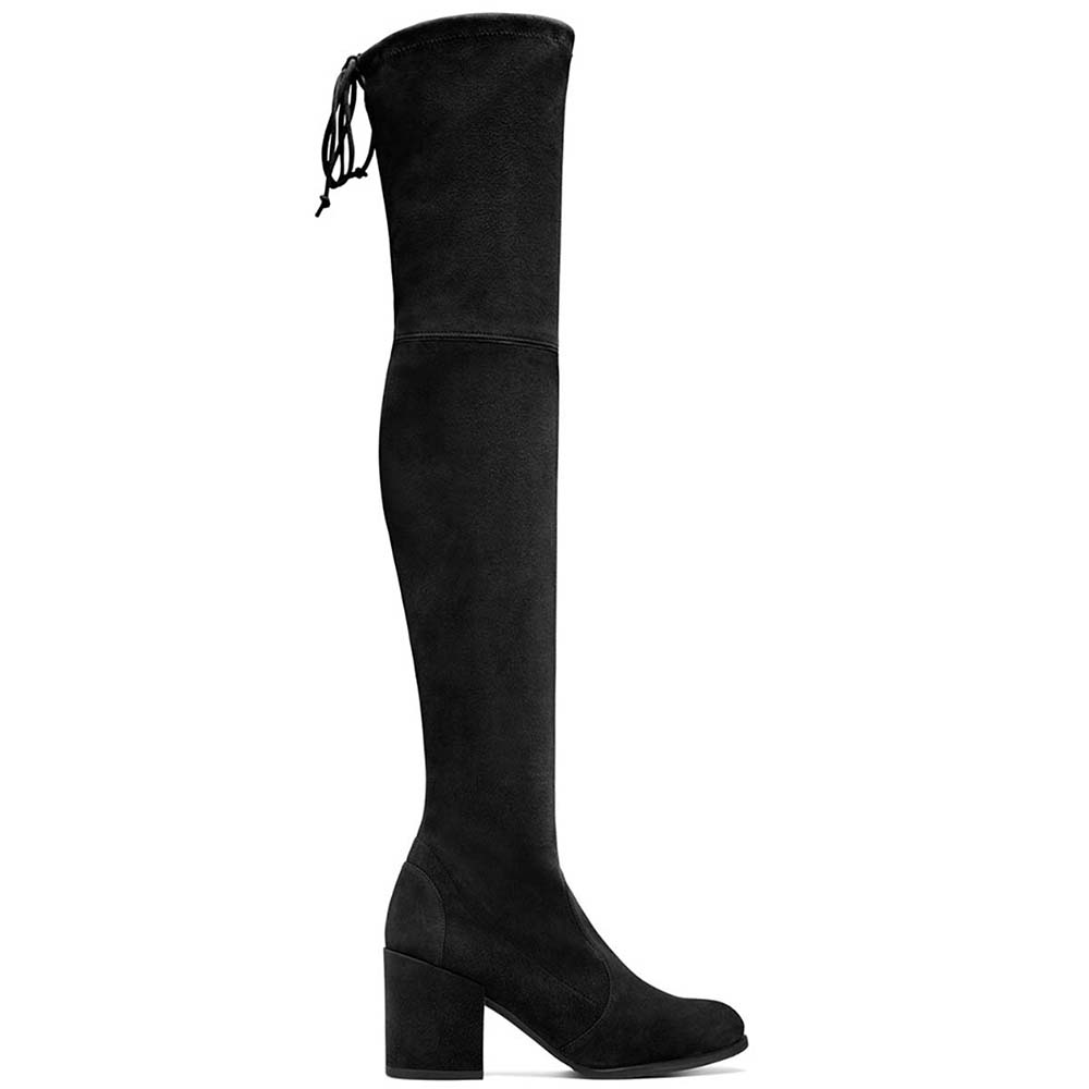 Side profile of Stuart Weitzman Women Shoes The Tieland Boot 70mm Heel-Black