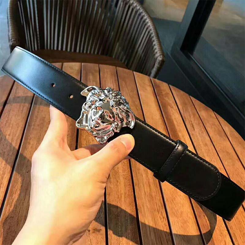 Versace Men Palazzo Belt with Medusa Buckle-Black - image 5