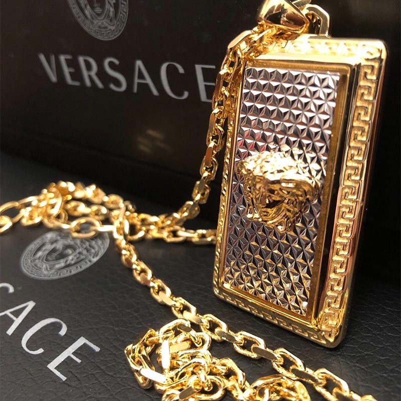 Versace Unisex Rectangle Medusa Pendant Necklace - image 4