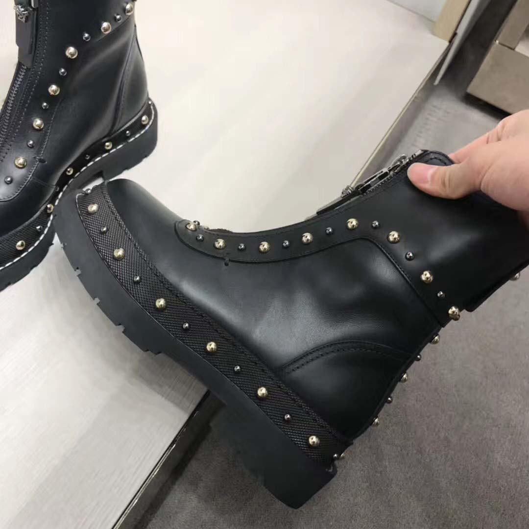 Versace Women City Stud Ankle Boots Shoes Black - image 4