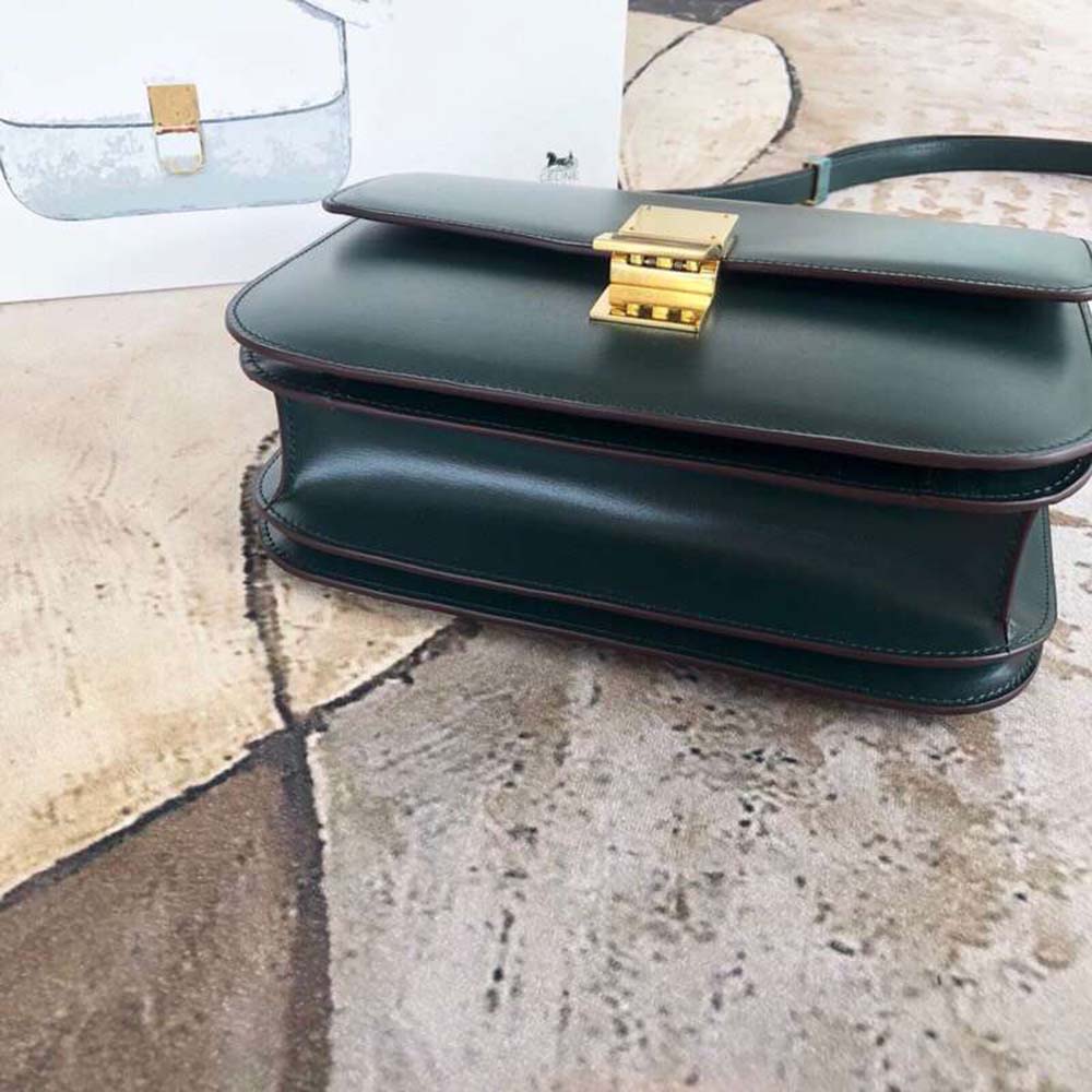 Celine Women Small Classic Bag in Box Calfskin Leather-Dark Green - image 5