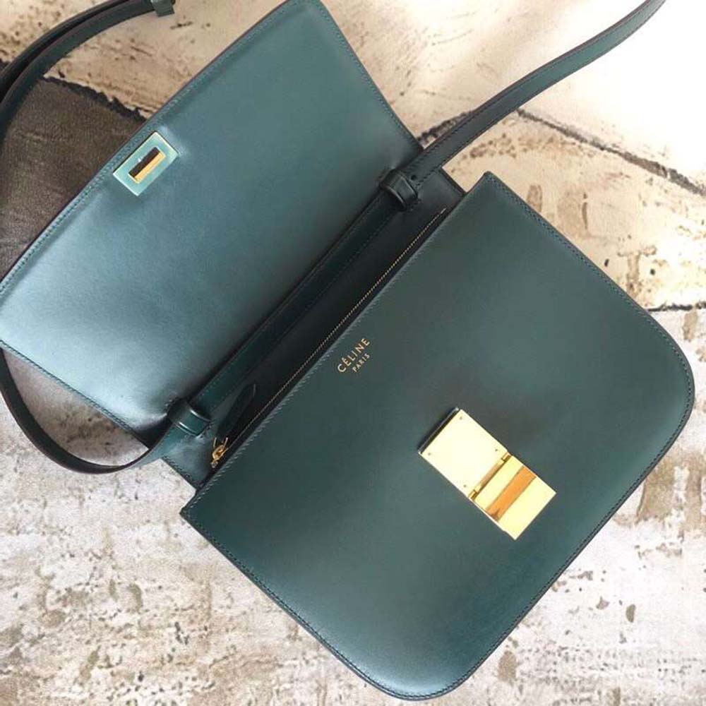 Celine Women Small Classic Bag in Box Calfskin Leather-Dark Green - image 4