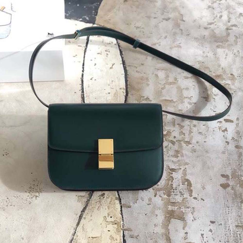 Close-up of gold-tone clasp on Celine Women Small Classic Bag