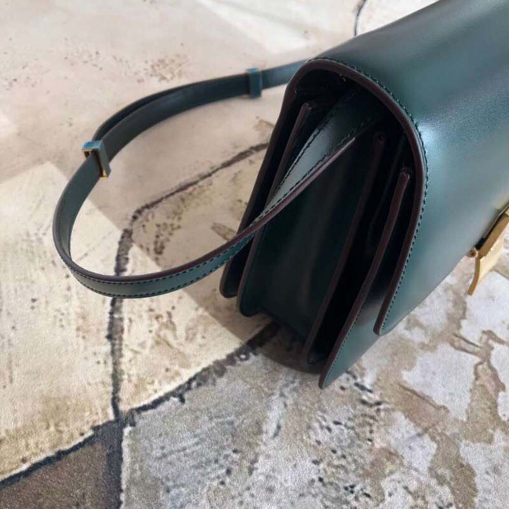 Celine Women Small Classic Bag in Box Calfskin Leather-Dark Green - image 8