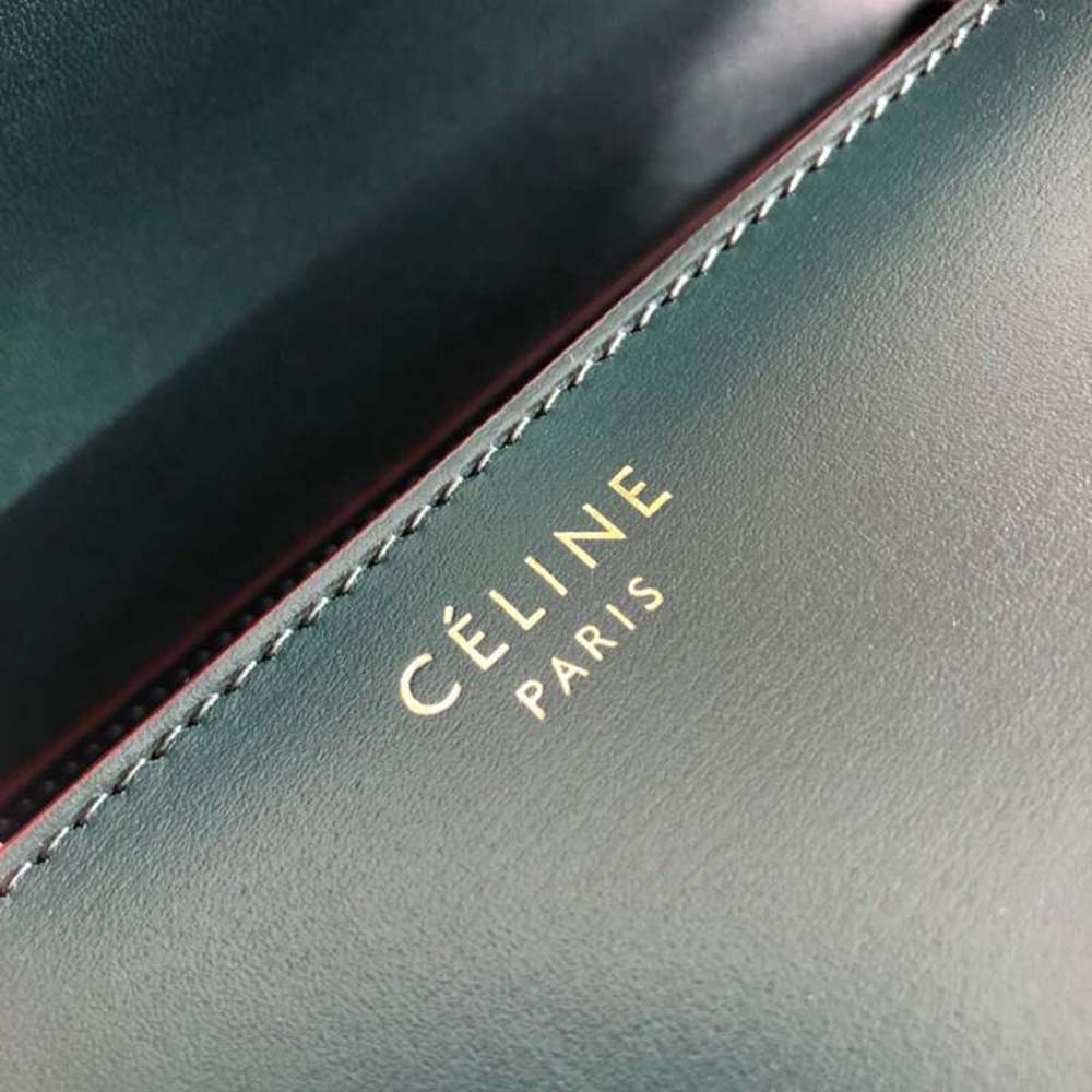 Celine Women Small Classic Bag in Box Calfskin Leather-Dark Green - image 10