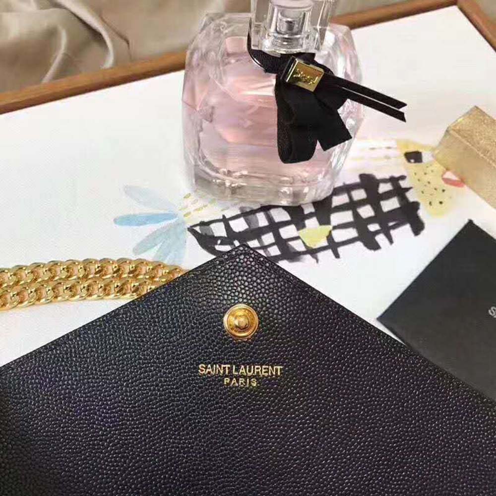 Saint Laurent Monogram Chain Wallet Grain De Poudre Embossed-Gold - image 10