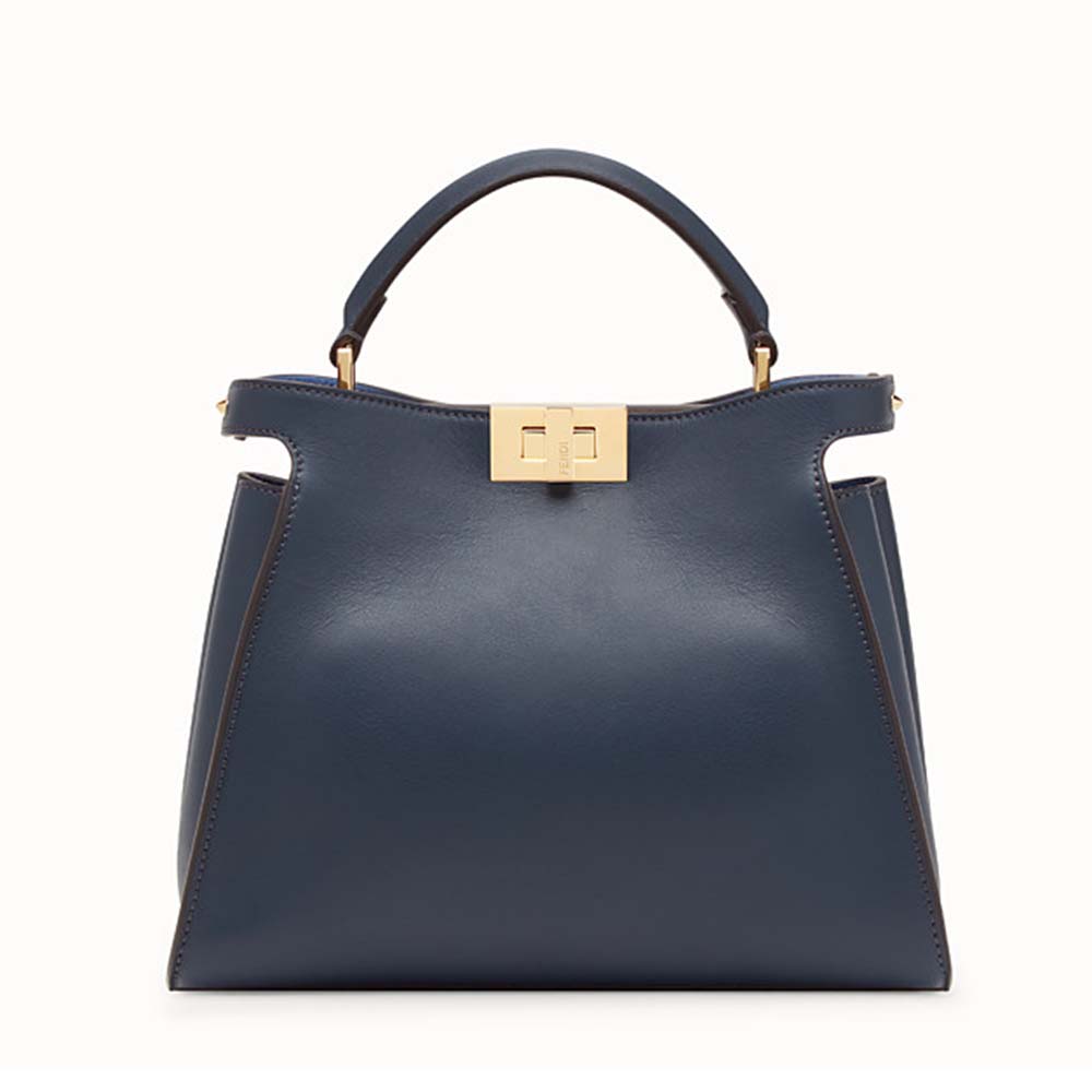 Fendi Women Peekaboo Essentially Bag in Calfskin Leather-Navy - image 1