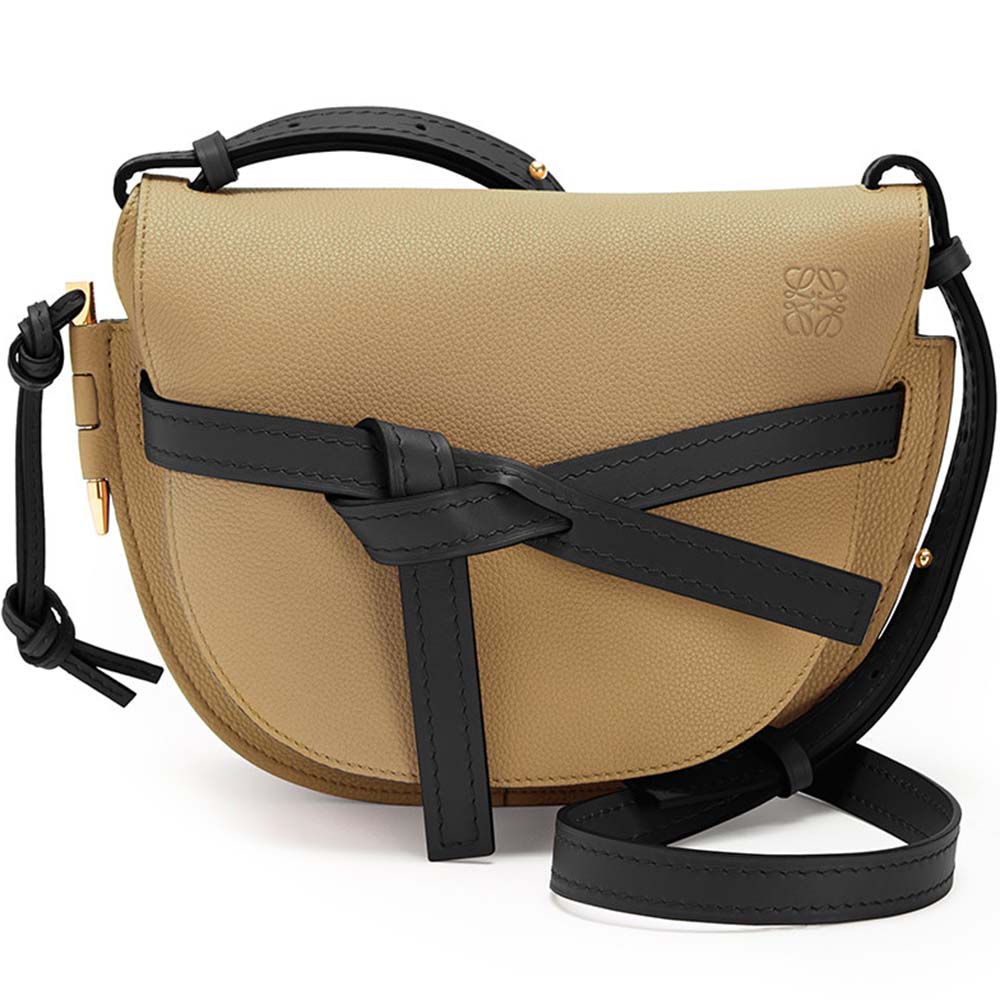 Front view of Loewe Women Gate Small Bag in sandy leather