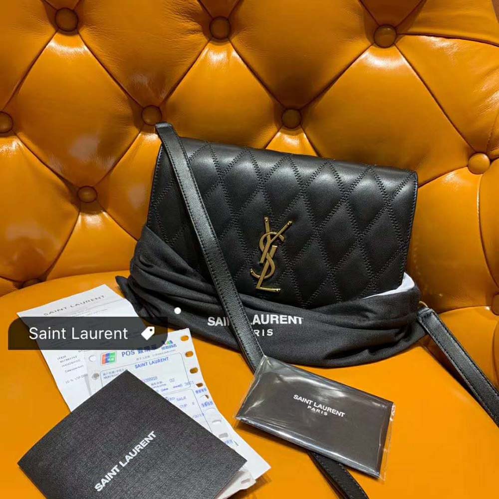 Side angle showing compact silhouette of Saint Laurent YSL Angie Chain Bag