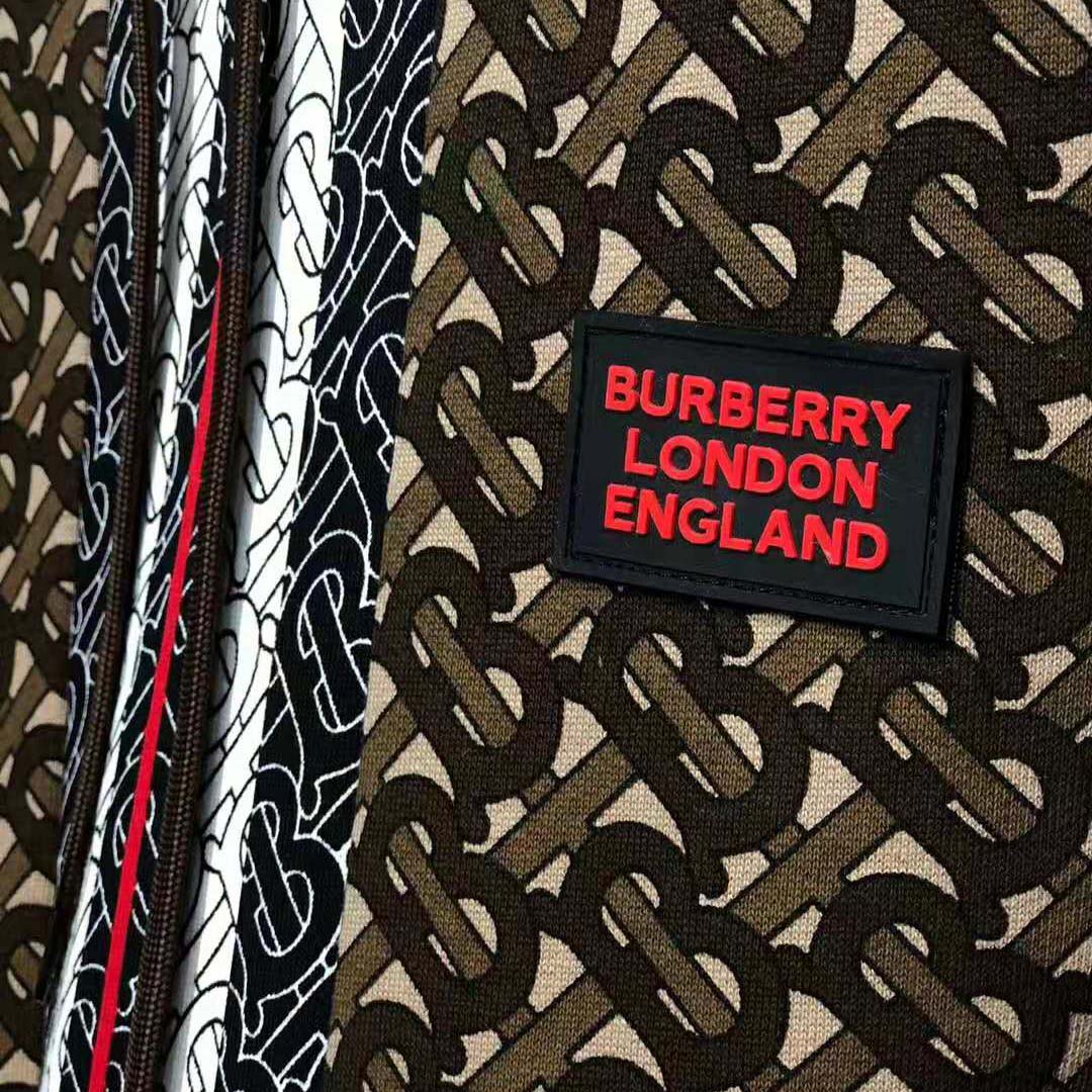 Burberry Men Monogram Stripe Print Cotton Oversized Hoodie-Brown - image 8