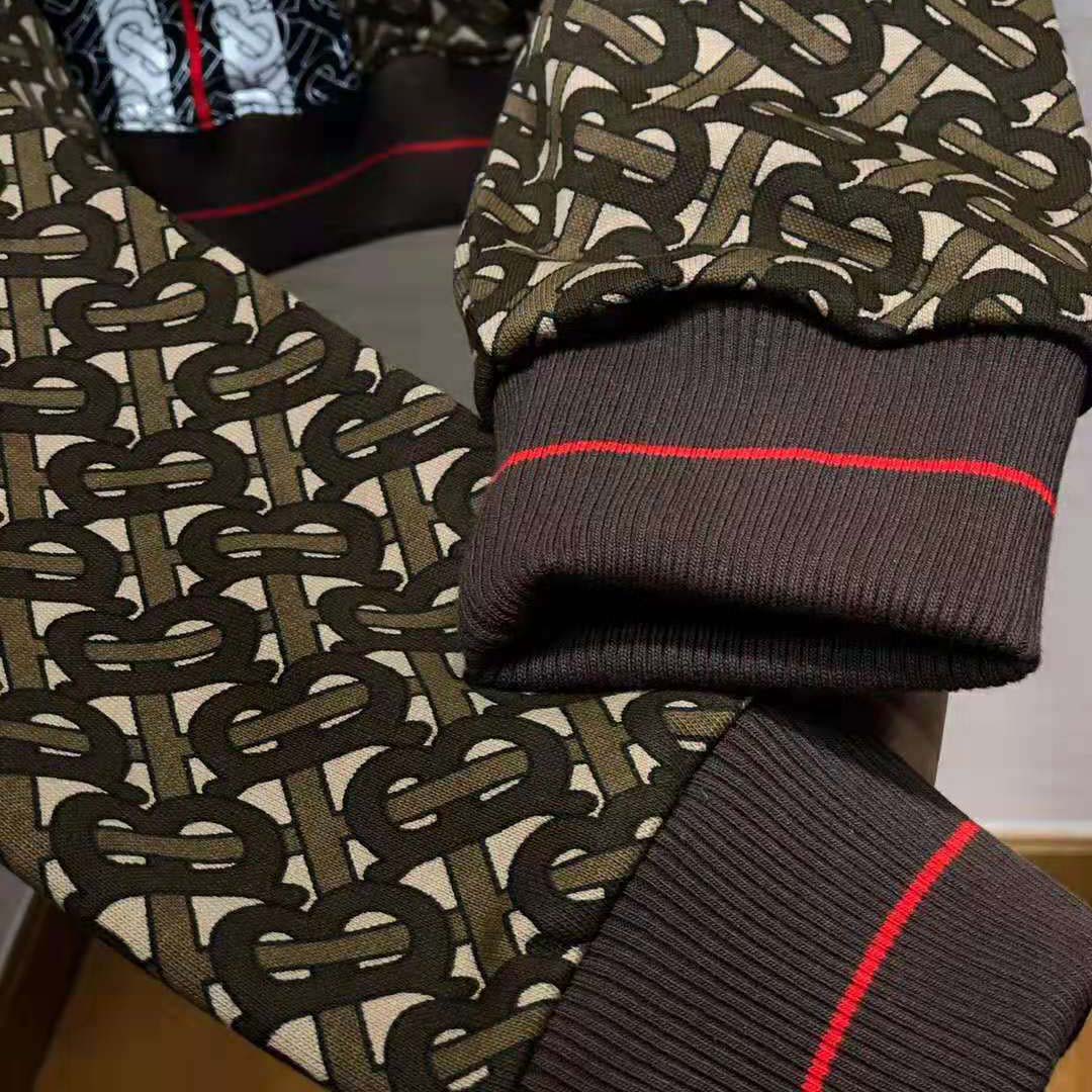 Burberry Men Monogram Stripe Print Cotton Oversized Hoodie-Brown - image 9