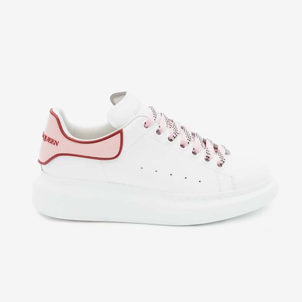 Alexander Mcqueen Women Oversized Sneaker White Smooth Calfskin Leather-Pink
