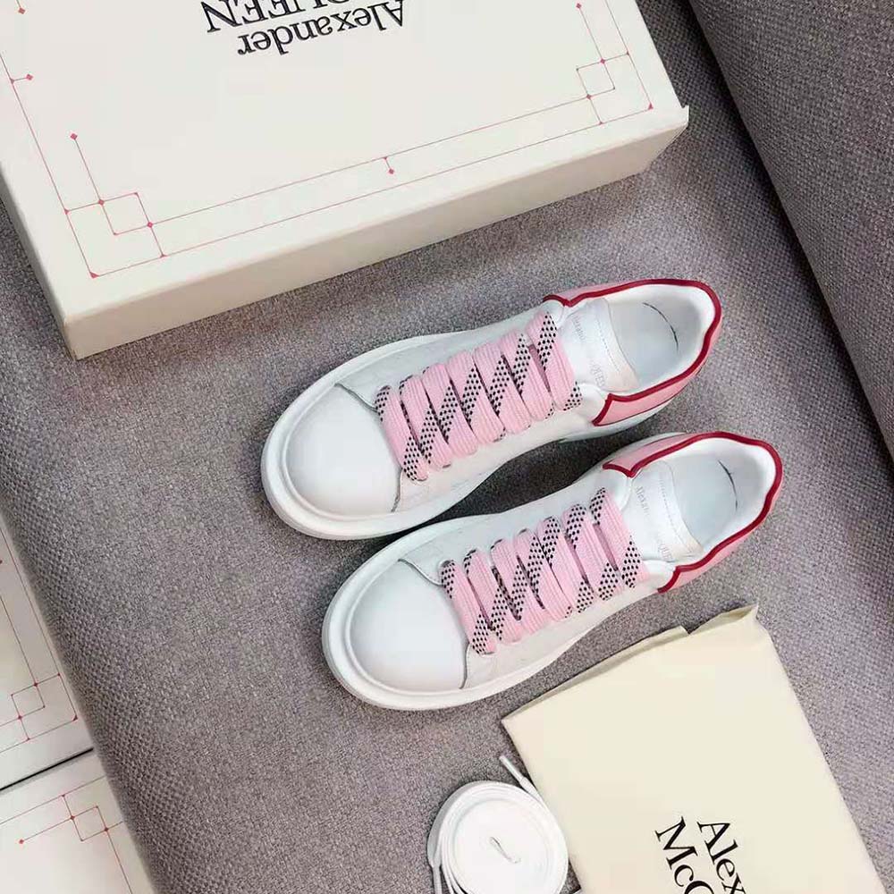Alexander Mcqueen Women Oversized Sneaker White Smooth Calfskin Leather-Pink - image 4
