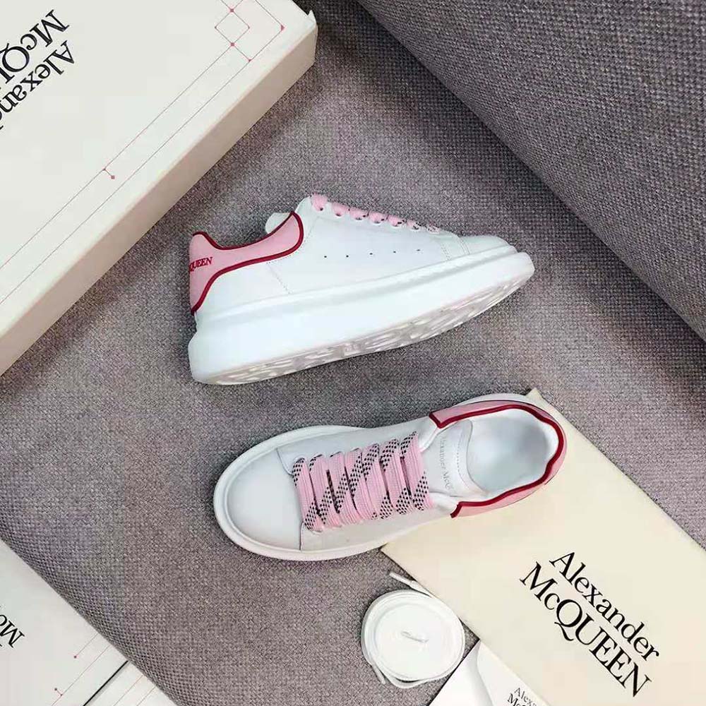 Alexander Mcqueen Women Oversized Sneaker White Smooth Calfskin Leather-Pink - image 5