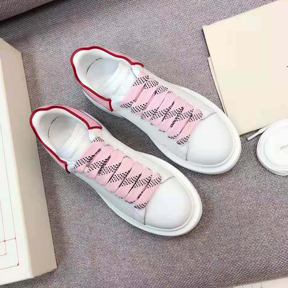 Alexander Mcqueen Women Oversized Sneaker White Smooth Calfskin Leather-Pink - image 6