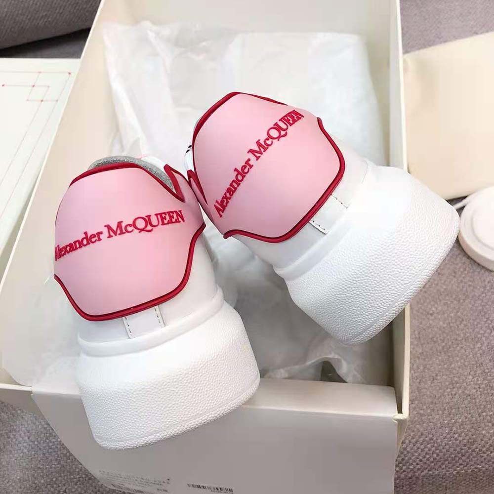 Alexander Mcqueen Women Oversized Sneaker White Smooth Calfskin Leather-Pink - image 7