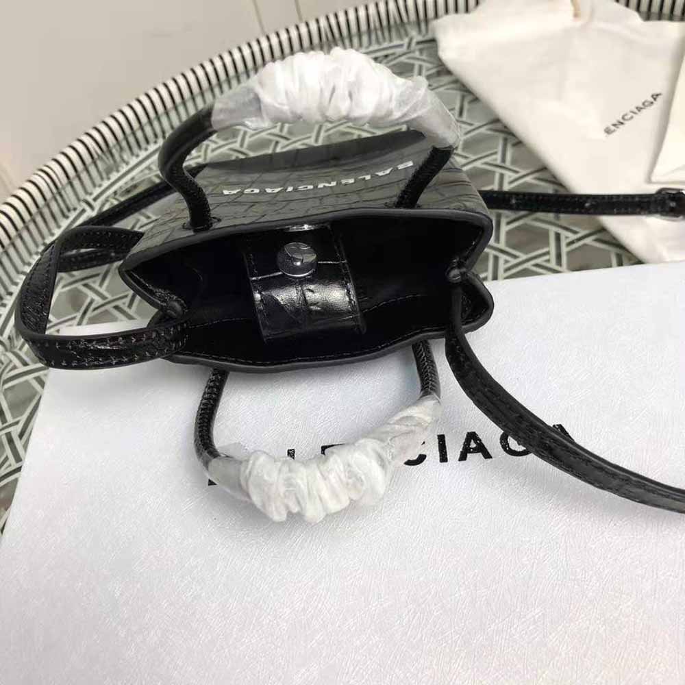 Balenciaga Unisex Shopping Phone Holder Shopping Phone Holder in Black Crocodile Embossed Calfskin - image 6