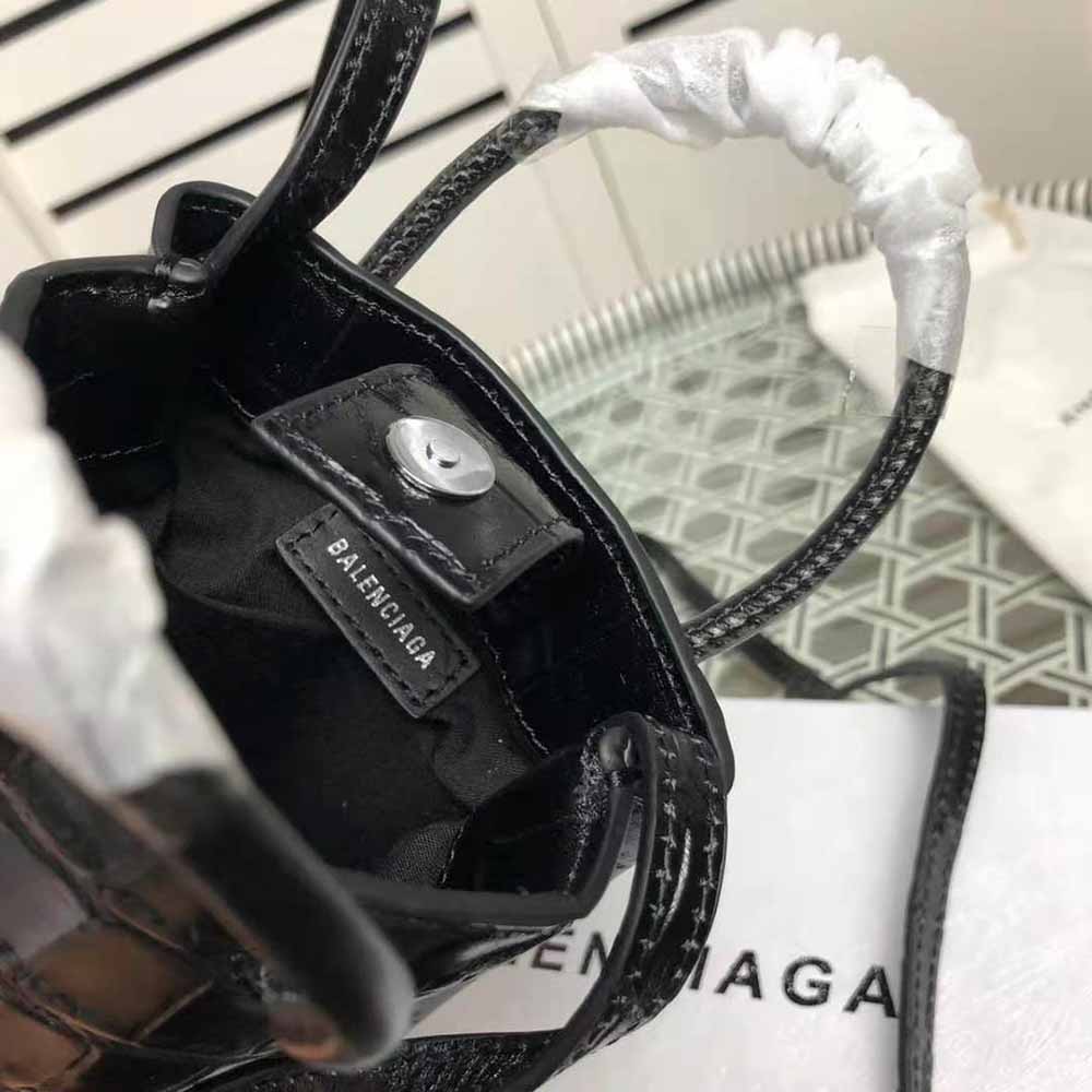 Balenciaga Unisex Shopping Phone Holder Shopping Phone Holder in Black Crocodile Embossed Calfskin - image 8