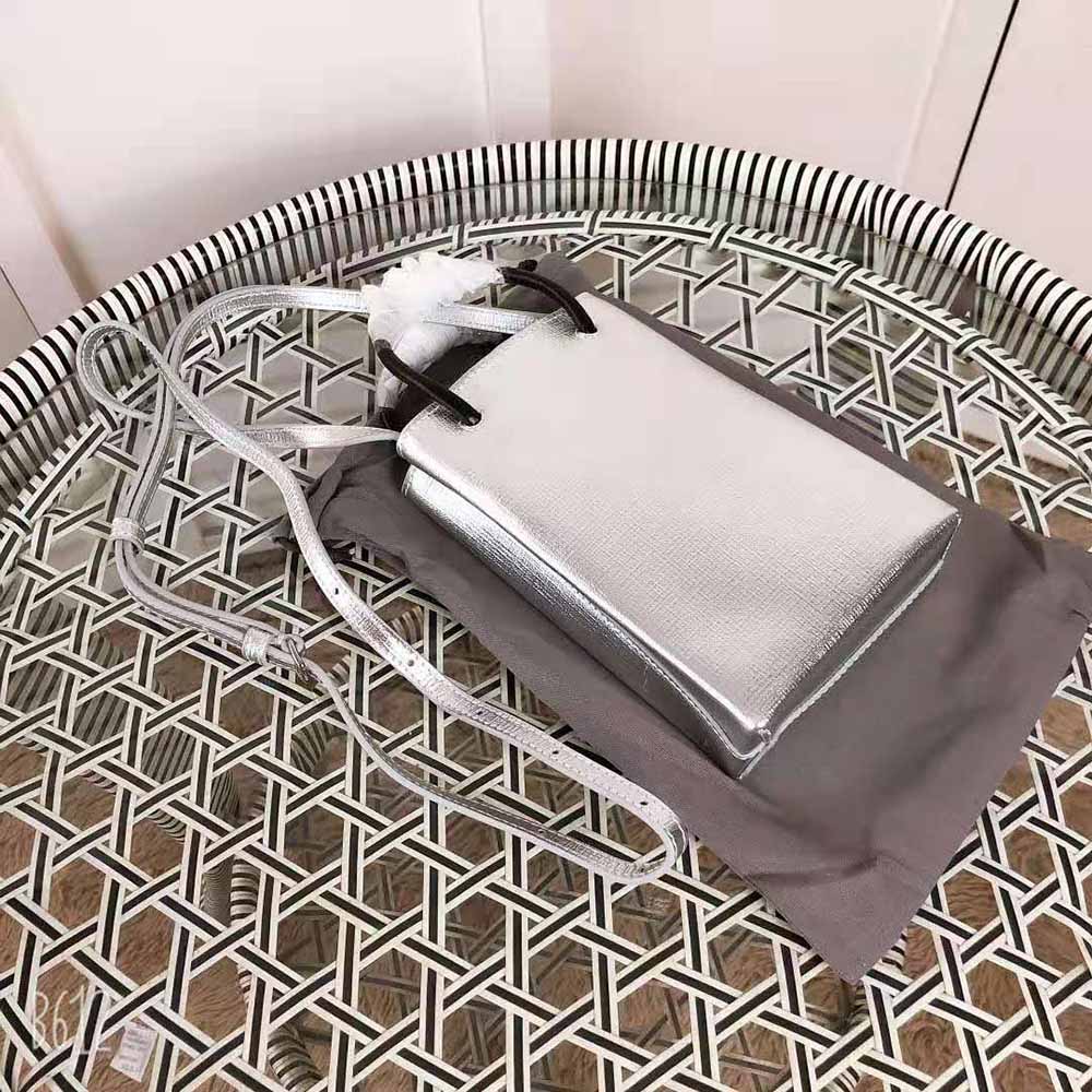 Balenciaga Unisex Shopping Phone Holder Shopping Phone Holder in Silver Metallized Squared Calfskin - image 5