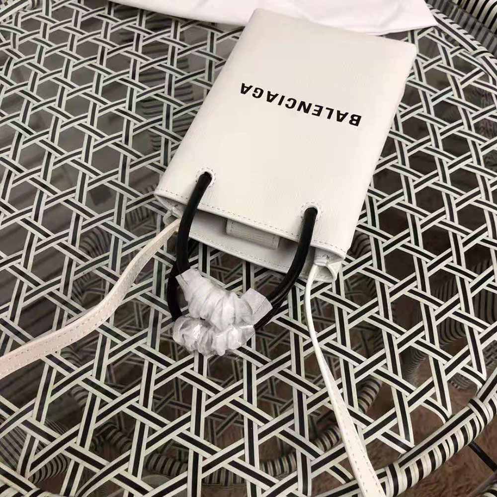 Balenciaga Unisex Shopping Phone Holder Shopping Phone Holder in White Squared Calfskin - image 6