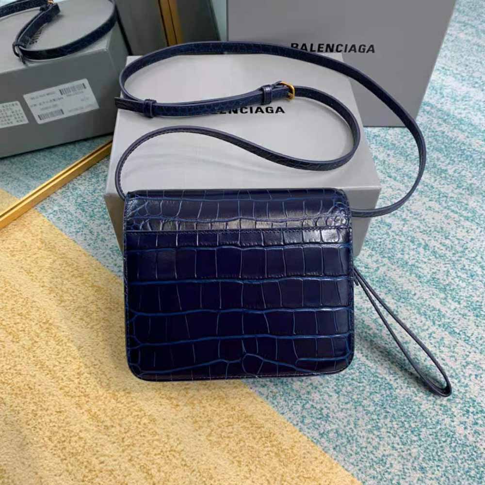 Balenciaga Women B. Small Bag in Black Crocodile Embossed Calfskin-Navy - image 4