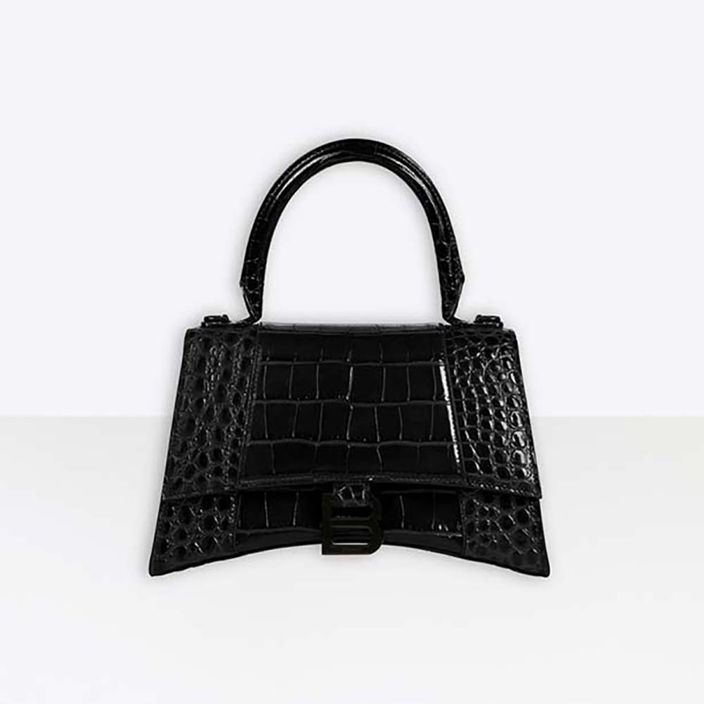 Balenciaga Women Hourglass Small Top Handle Bag-Black