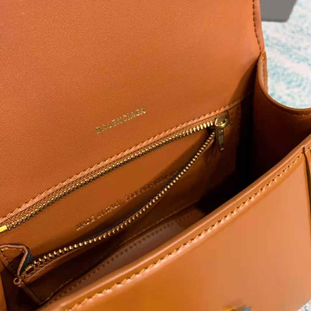 Balenciaga Women Hourglass Small Top Handle Bag in Shiny Box Calfskin-Brown - image 10