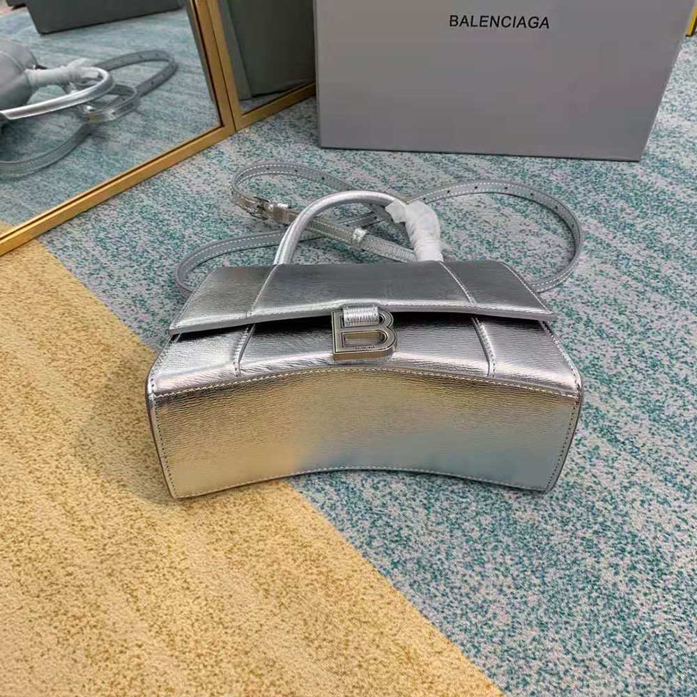 Balenciaga Women Hourglass XS Top Handle Bag-Silver - image 9
