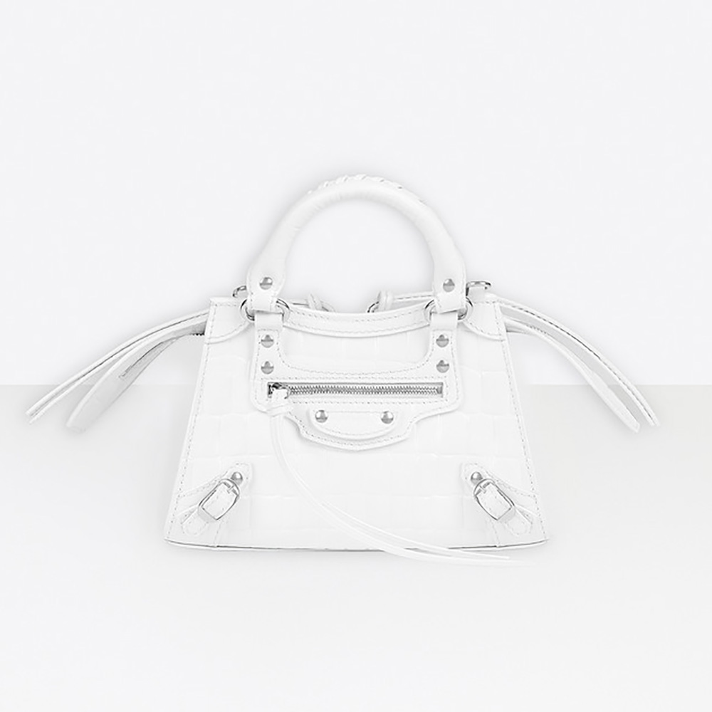 Front view of Balenciaga Women Neo Classic Mini Top Handle Bag-White