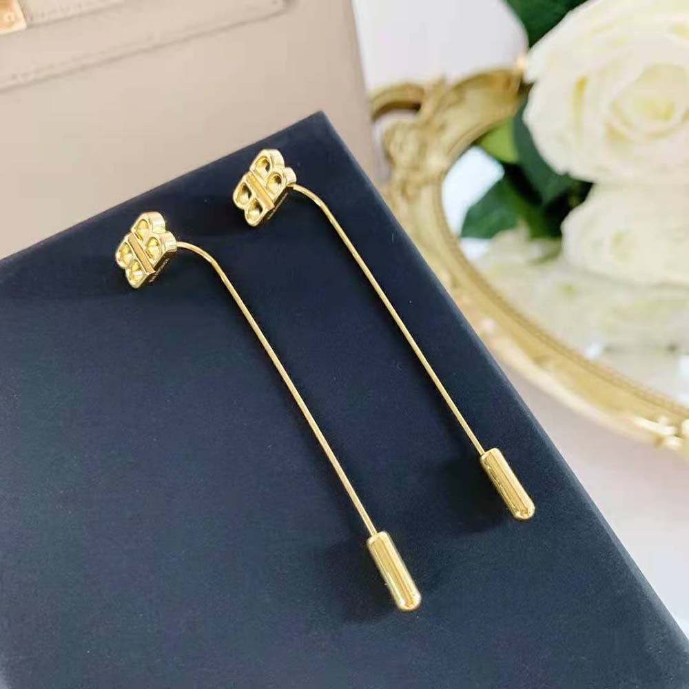 Close-up detail of BB logo on Balenciaga Women Pin BB Earrings