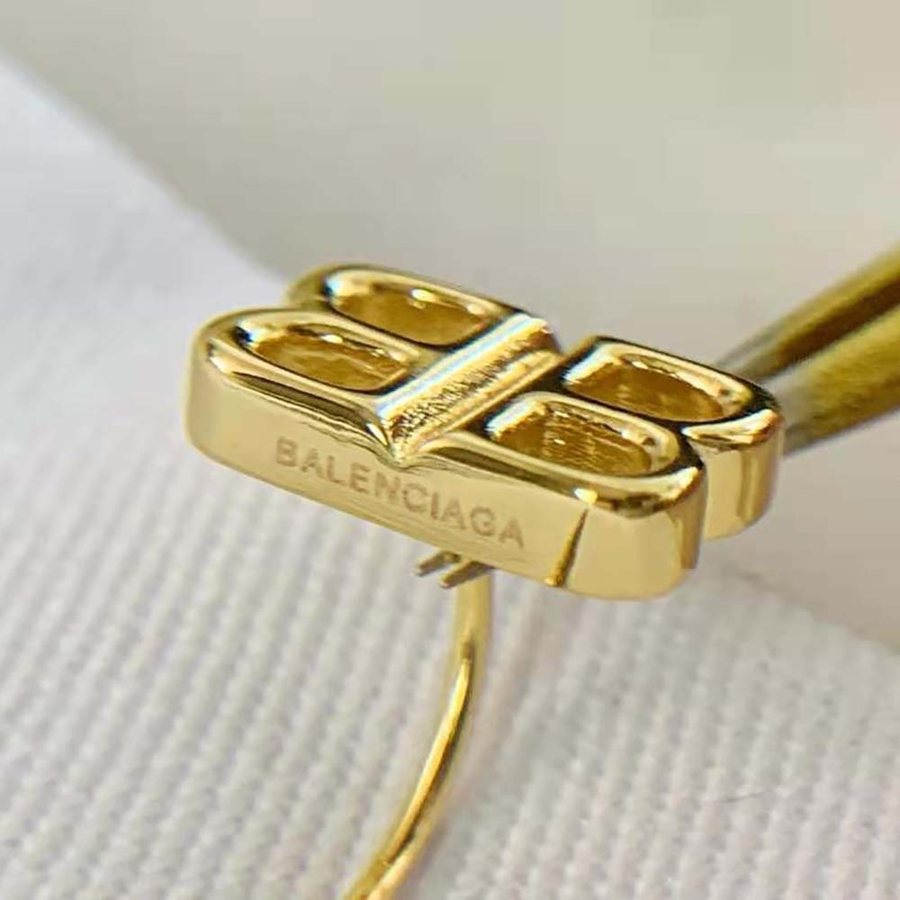 Balenciaga Women Pin BB Earrings in Shiny Gold Brass and Bronze - image 4