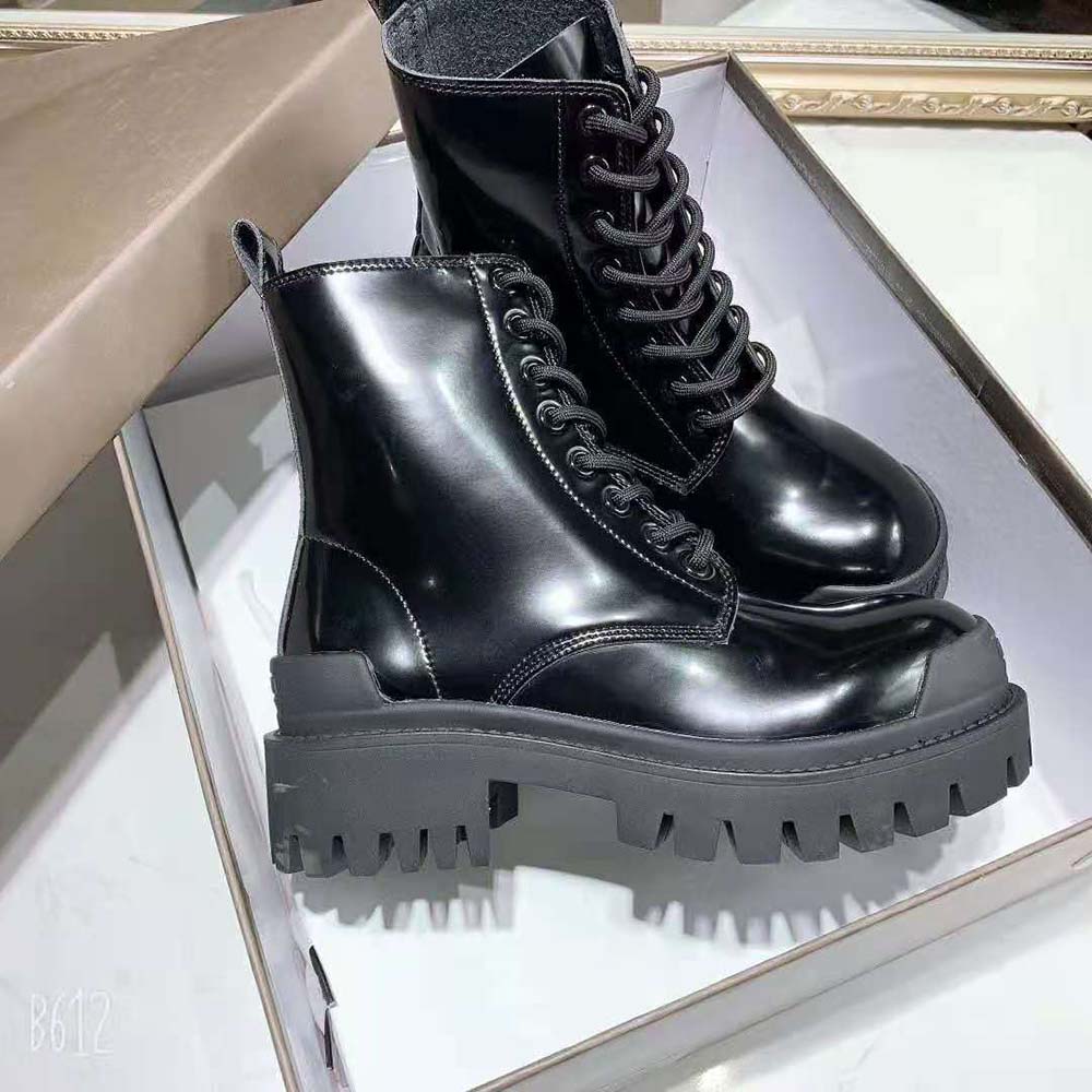 Balenciaga Women Strike Lace-Up Boot in Black Mat Calfskin - image 4