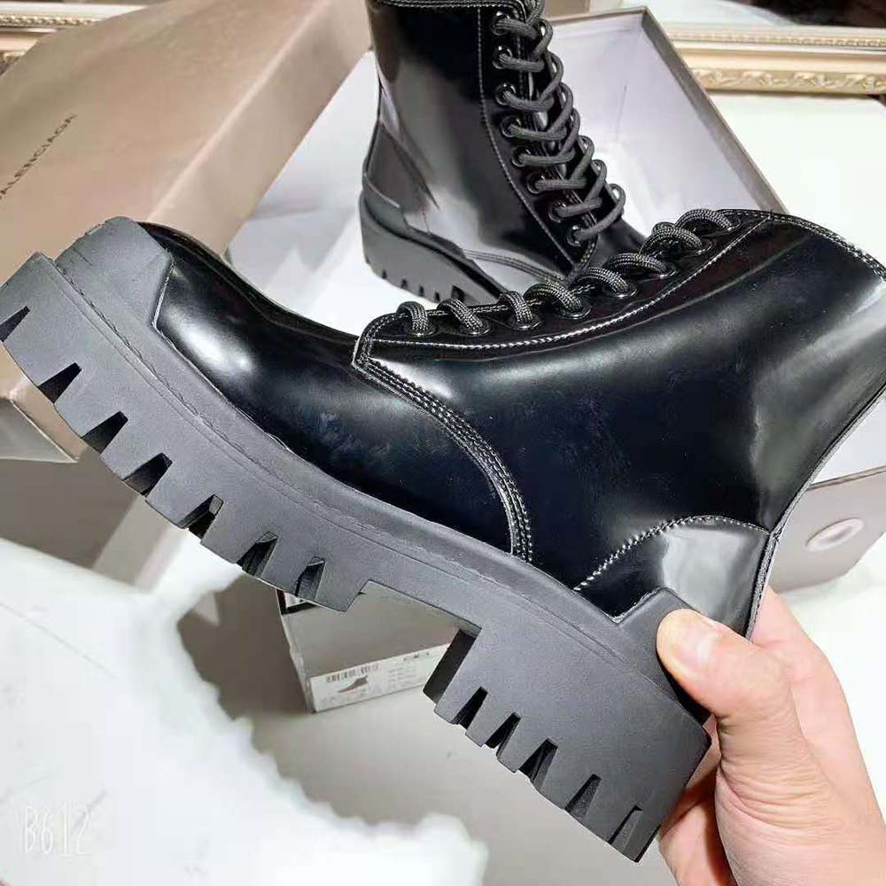 Balenciaga Women Strike Lace-Up Boot in Black Mat Calfskin - image 6