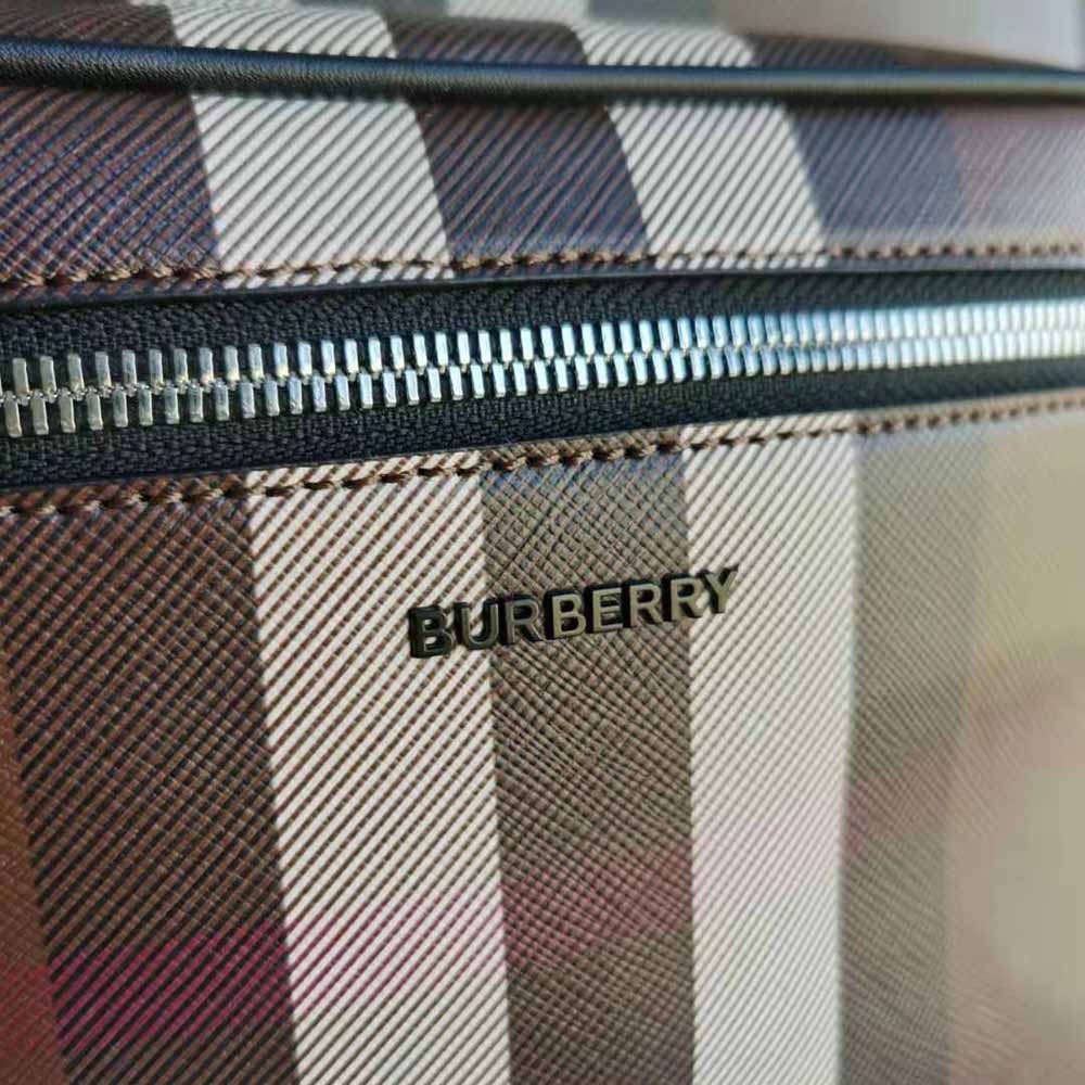 Burberry Men Check E-canvas Backpack-Brown - image 7
